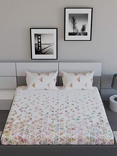 EverHOME Printed Cotton Super King Size 400 TC Double BEDSHEET with 2 Pillow COVER-274X274 cm