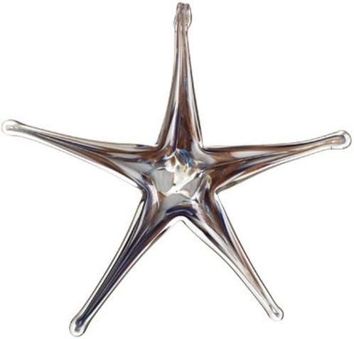 Kitras 6-Inch Holiday Starfish Art Glass, White/Gold