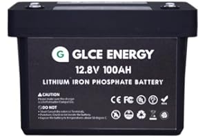 12V 100Ah LiFePO4 Batteria, GLCE ENERGY 1280Wh Batteria Litio,con Protezione BMS 100A e 15000+ Cicli Profondi, Batteria al Litio per Camper/RV/Barche/Casa/Applicazioni off-grid
