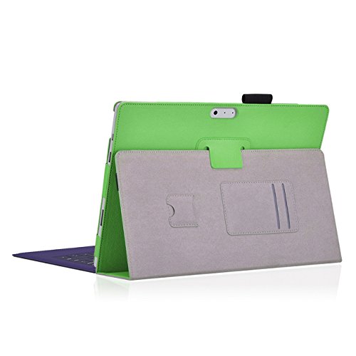 Microsoft Surface Pro 4 Cover Tasche mit praktischer Stand Funktion Case aus robustem Kunstleder und zusätzlicher Displayschutz Glas kombiniert Schutz und Design für Ihr Microsoft Surface Pro 4 Hülle Case in Grün von UC Express® - 4