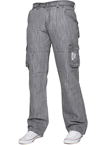 ENZO Mens Designer Cargo Combat Jeans Denim Pants All Waist Sizes