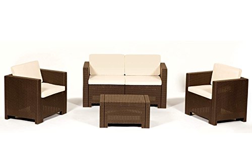 Preisvergleich Produktbild ALLIBERT Sitzgruppe CANNES Loungegarnitur Poly Rattan braun