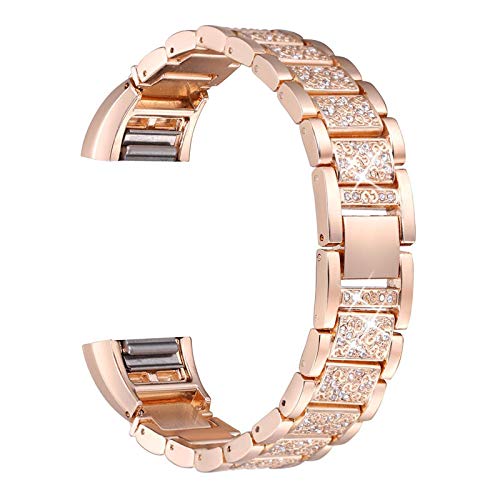 Preisvergleich Produktbild Alftek Metall Armband Verstellbare Bands Bling Strassband kompatibel FitbitCharge 3