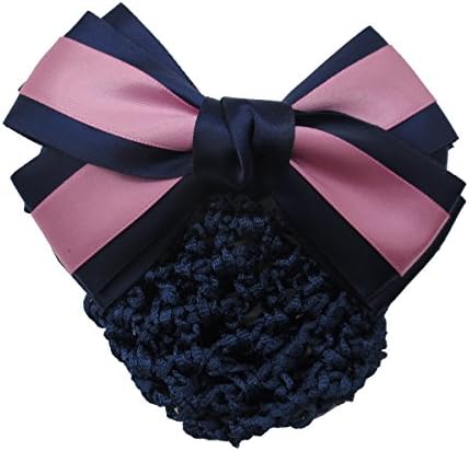 Szeagle Women's Bun Cover Net Snood Bowknot Decor Barrette Hair Clip Pink Black