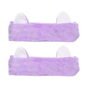 Amazon Brand - Solimo Makeup Hair Bands, Violet, Pack of 2