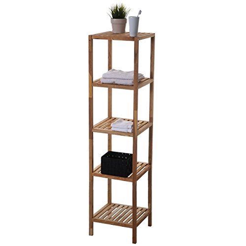 Holzregal T520, Badregal Haushaltsregal Standregal, Walnuss geölt ~ 5 Böden