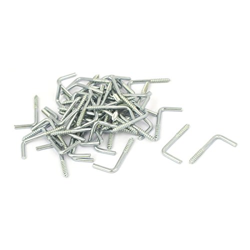 sourcing map Home Wall M3x25mm L Shaped Self Tapping Metal Screw Hook Picture Hanger 50pcs