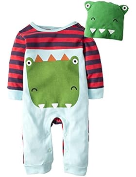 Big Elephant Baby Jungen' 2 Stück Grafik Langarm Spielanzug Pyjama mit Hut H51