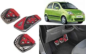 Selifaur - 3 Pcs Red Non-Slip Manual Car Pedals kit Pad Covers Set for Spark