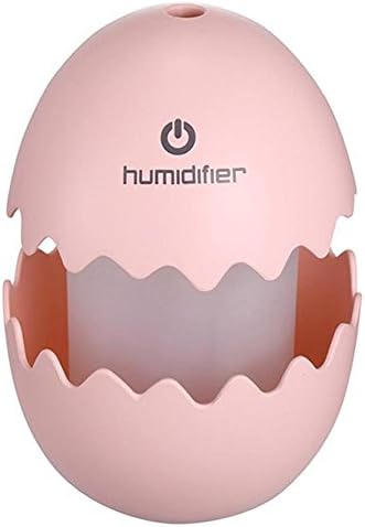 Ultrasonic Cold Fog Micro-humidifier NEW-005 Home and Indoor Air Purifier Home Mute LED Colorful Night Light USB Power Creative Egg Shell Shape 100ml , Pink