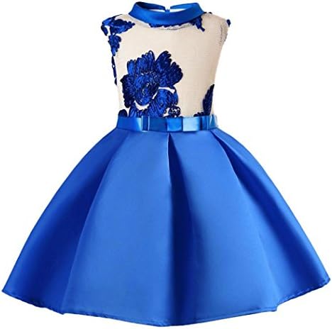 Girls Princess Dress, Sonnena Girls Party Dresses Pageant Bridesmaid Dress Wedding Formal Dress Girls Tutu Tulle Gown Dress Sleeveless Dresses Kids Sundres Easter Day Gift (6 Years, Blue)