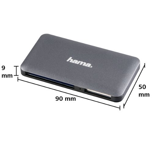 Hama Kartenleser „Slim“, UDMA/UHS-I fähig, (u.a. microSD/SDHC, SD/SDHC, CF Typ I, MMC, USB 3.0), schwarz gummiert - 4