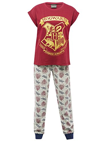 M&Co Harry Potter Cotton Rich Short Sleeve Hogwarts Print T-Shirt And  Cuffed Trousers Pyjama Set Wine Red 146/152