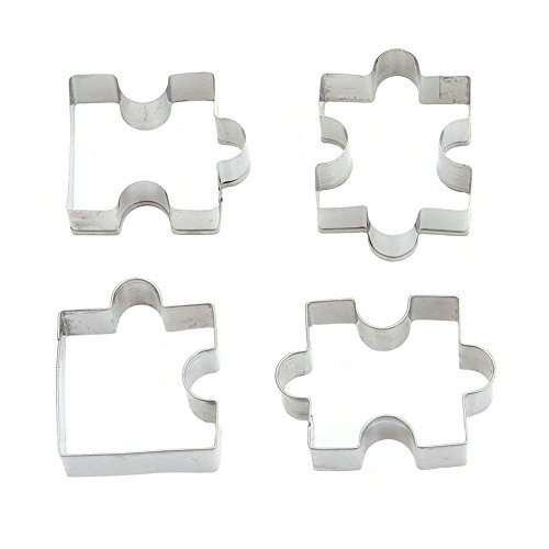 HENGSONG Edelstahl Fondant Keks Ausstecher Kuchen Plätzchen Ausstecherform Puzzle Form 4 Stück