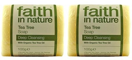 (2 Pack) - Faith in Nature - Tea Tree Pure Veg Soap | 100g | 2 PACK BUNDLE
