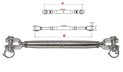 Ridoir 160mm Chape Terminaison Chape M8 inox 316 - A4
