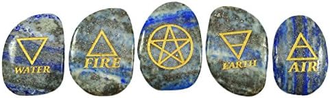 Harmonize Lapis Lazuli Tumbled Stones Elements Symbols Wiccan Pagan Set of 5 Pieces
