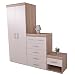3 Piece Bedroom Set 4+2 Chest of Drawers Bedside Table & Wardrobe White & Sanoma Oak