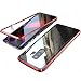 Produktbild OnePlus 6 Hülle Magnet 9H Tempered Glass Backcover, Coollee Handyhülle Kreativ 360 Grad Magnetic Metall Frame Bumper Eingebaute Magnetische Adsorption Transparent Gehärtetem Glas Back Cover Klapphülle Metallrahmen Magnetverschluss Handytasche Ultra Dünne Slim Phone Case Etui Stoßabsorbierend Shockproof Schutzhülle (Klar Rot)