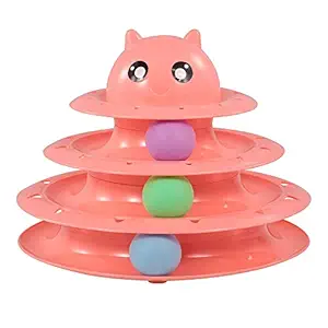 Foodie Puppies Interactive Tower of Tracks Plastic Three Layers Pet Game Entertainment Circular Turntable Toy with Colorful Balls for Cats & Kittens