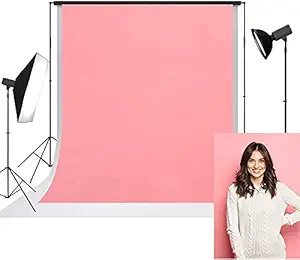 VOFFY Store Photography Backdrop Lekera Photo Light Studio 8X12 Polyester Wrinkle Resistand Cloth for Photo Shoot Portrait Shooting Video with Carry Bag (Pink)