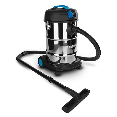 Klarstein Reinraum Prima-30 Industriesauger Nass-Trocken Sauger Staubsauger (1200 Watt Saugleistung, 30 Liter Edelstahl-Tank, integrierte 1000 Watt Steckdose) silber-blau