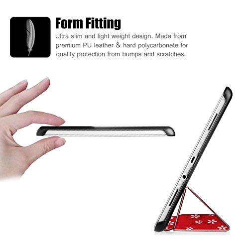 Fintie Samsung Galaxy Tab A 9.7 Hülle Case – Ultra Schlank Superleicht Ständer Smart Shell Cover Schutzhülle Etui Tasche mit Auto Schlaf / Wach Funktion für Samsung Galaxy Tab A 9.7 T550N / T555N 24,6 cm (9,7 Zoll) Tablet-PC, Fleur rouge - 4