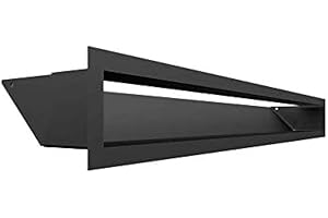 Rejilla de ventilación KRATKI AIR | Rejilla de aire caliente 9 x 80 cm | Negro | Rejilla de escape para ventilación de chimeneas | Entrada de aire en un ángulo de 45 grados