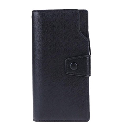 Preisvergleich Produktbild Domybest großes Fassungsvermögen Damen Geldbörse Leder lang Schnalle Reißverschluss Handtasche schwarz schwarz