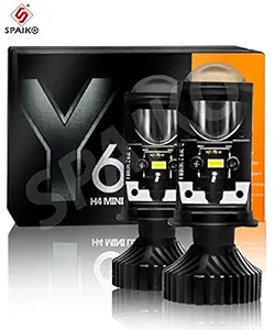 Spaiko All-in-One Conversion Kit LED 10000LM 6000K High Low Beam Headlight Bulb with Mini Projector Lens for All Car