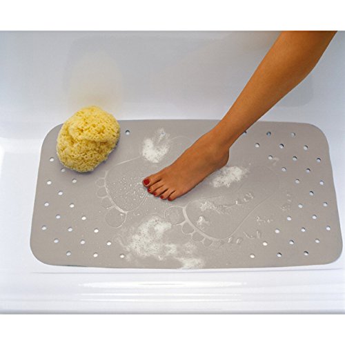 Wanneneinlage Wannenmatte Sicherheitseinlage für die Badewanne „LITTLE FEETS“ Größe: 72 x 38cm – FARBE: Grau - 2