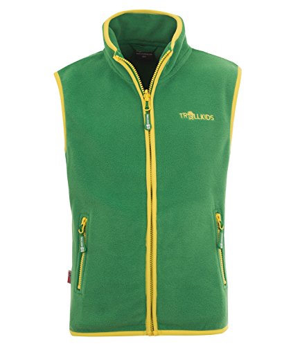 Trollkids Kinder Fleece-Weste Arendal, Farngrn / Gelb, Gre 176