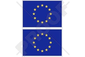 STICKERSWORLD EUROPA Unión Europea Bandera UE 3" (75mm) Pegatinas de Vinilo Adhesivos, Stickers, Calcomanías x2