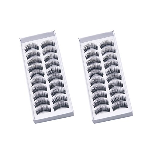 20 Pairs Natural Makeup Black Curled Long Bushy Soft False Eyelashes