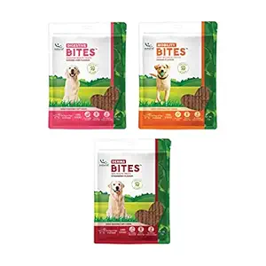Natural Remedies Digestive Bites (Chicken Liver Flavour), Mobility Bites (Banana Flavour) and Derma Bites (Strawberry Flavour)- Easily Digestible Soft Chews Long Sticks for Dogs, Pups of All Breeds (Combo Pack of 3 - 75 gm Each)