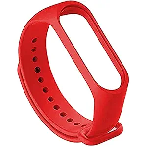 CROSSVOLT Adjustable Compatible Mi Band 3/ Mi Band 4 Watch Silicone Strap Band Bracelet (Not Compatible with Mi Band 1&2)- RED