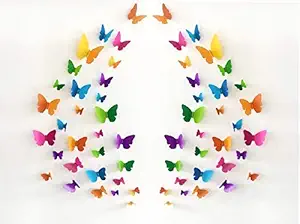 JAAMSO ROYALS Multicolor 3D Butterfly PVC Vinyl Self Adhesive Wall, Door, Window, Furniture, Pc Sticker Standard