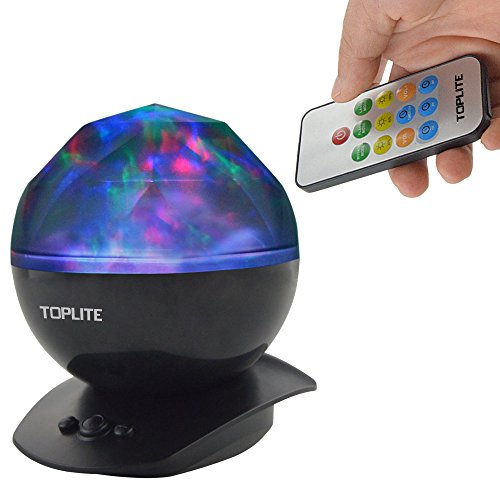 TOPLITE Ozean Projektor mit MP3 Handy Musik Lautsprecher Farbwechsel Ozeanwellen projektor Nachtlicht LED-Nachtlicht Tischleuchte Lampe Dekoration Licht für Kinder Erwachsene Schlafzimmer Kinderzimmer Badezimmer Stimmungslicht (schwarz) - 5
