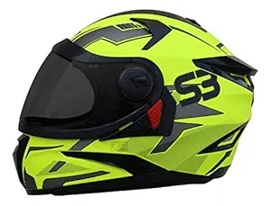 Steelbird SBH-17 Terminator Full Face Graphic Helmet in Glossy Fluo Finish with Smoke Visor