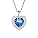 Produktbild WFF Europäische und amerikanische Mädchen Kristall Halskette, Marine Herz Kristall Halskette, Mode einfache Accessoires,Blau,925er Silber