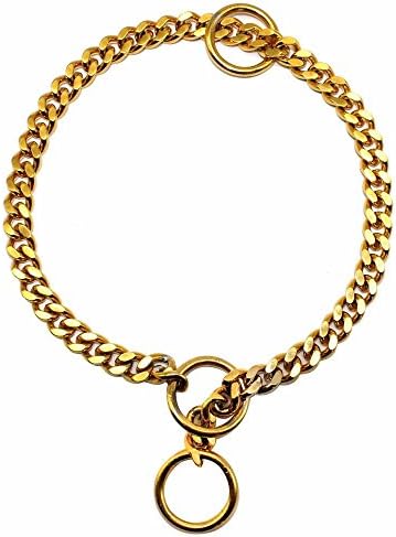 1pcs 3mm Diameter Strong Silver Gold Chrome Steel Metal Dog Training Choke Collar Dogs Chain Collars,Gold,45cm
