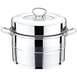 Bo Time Cuiseur à Vapeur/ Couscoussier en Inox à 2 étages Plateaux - Diamètre 26cm