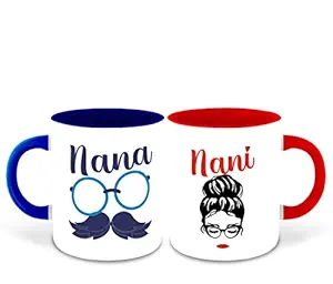 DecorVecor - Nana and Nani Set of 2 Coffee Mug - Couple Quotes Gift Mug Set (Nana & Nani 4)