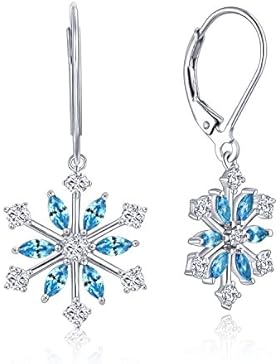 YH Schmuck Herrlichem Damen Leverback Schneeflocke Ohrstecker Ohrringe Hängend 925 Sterling Silber mit Swarovski...