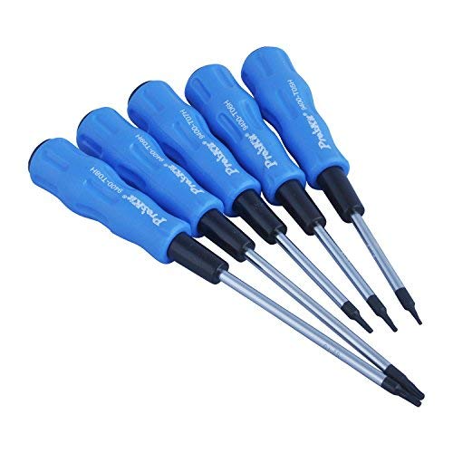 Pro'skit - Set di 5 Pro-Soft Screwdriver / Cacciaviti a Stella a Sei Punte (Torx) con Foro a Prova di Manomissione T05H T06H T07H T08H T09H, Fatto di Acciaio al Cromo-Vanadio di Alta Qualità