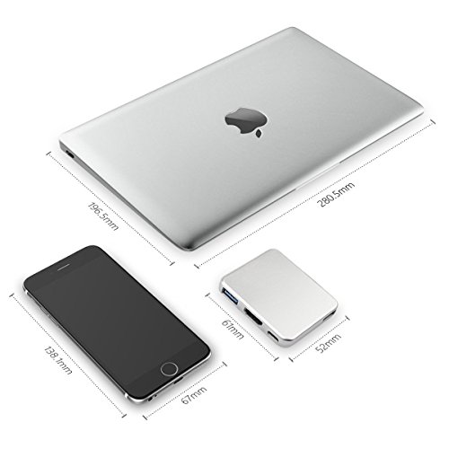 5-Port USB Type C Hub, mit 3 Ports USB 3.0 Multi-Port Adapter + 1 Type-C Ladeanschluss+ 1 HDMI Videoausgang Port ultra leicht und mobil für Typ C Computer und Tablets wie MacBook Pro 2016, MacBook 2015/2016, Google Chromebook 2016 - 6