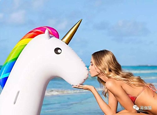 Inflatable Unicorn Pool Float, Outdoor Swimming Pool Floatie Float Lounge Toy Bed with Rapid Valves for Kids 02