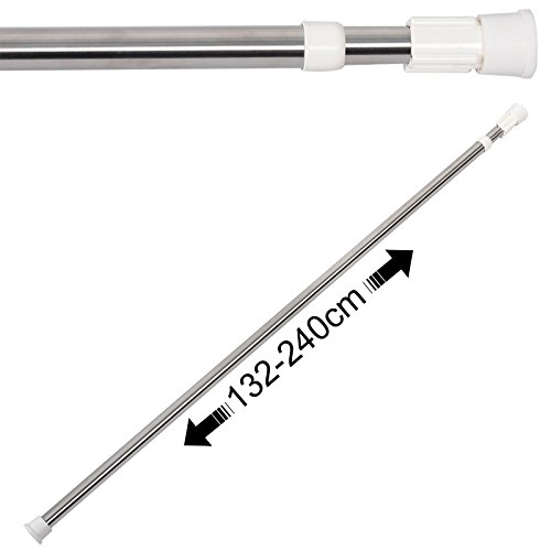 Woltu BZ4108sb-a Teleskopstange Duschvorhangstange KlemmstangeDuschvorhang-Spannstange , aus Edelstahl , Verstellbereich von 132 bis 240 cm , Silber - 2