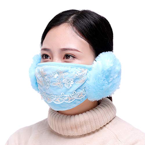 Preisvergleich Produktbild JERKKY Winter-Staubschutzmaske Gehörschutz und Warmhalten Zwei-in-Eins-Mundmaske blau