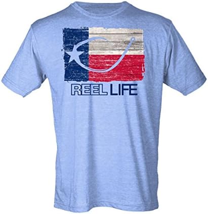 Reel Life Mens Reel Soft T-Shirt Texas Circle Hook, Heather Blue, Small